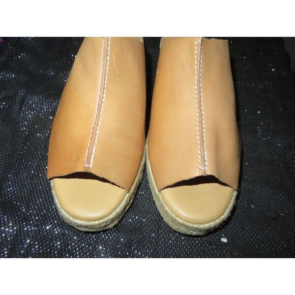 Chelsea + Crew Black Label Mel Tan Leather espadrille slide mules 38 or US 8 - Picture 2 of 12
